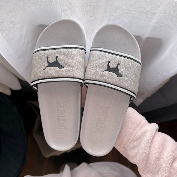 PINK silver glittery slides - Picture 1 of 5